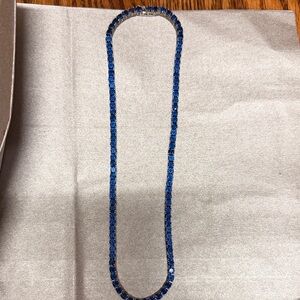 Blue CZ tennis necklace
